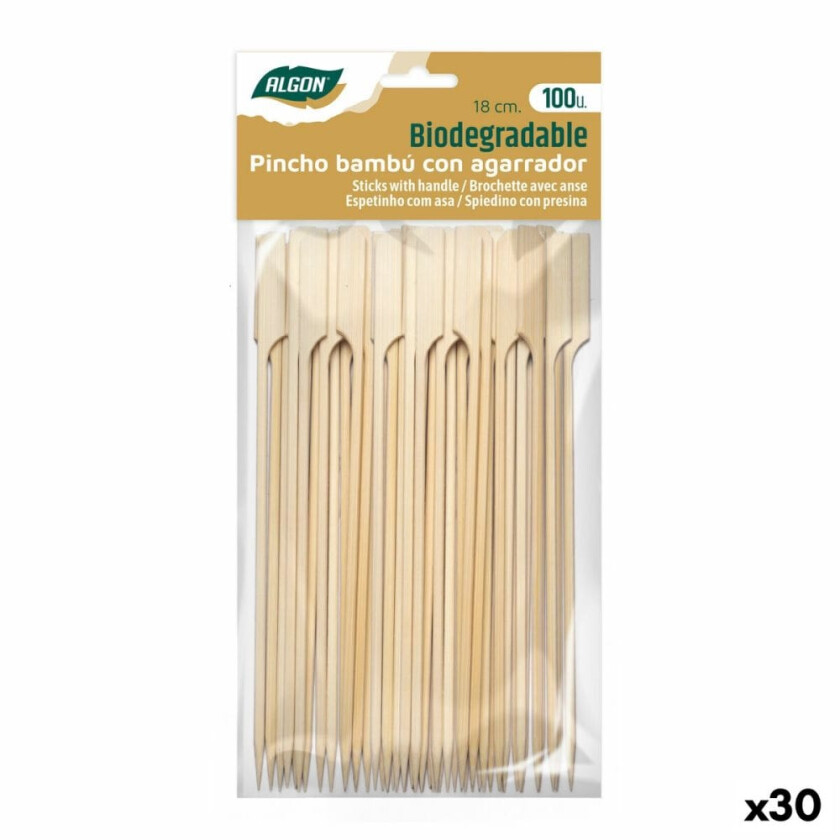 Bambus-tannpirkere Algon 18 cm Sett 100 Deler (30 enheter)