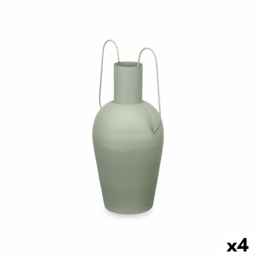 Vase Med håndtak Grønn Stål 24 x 45 x 18 cm (4 enheter)