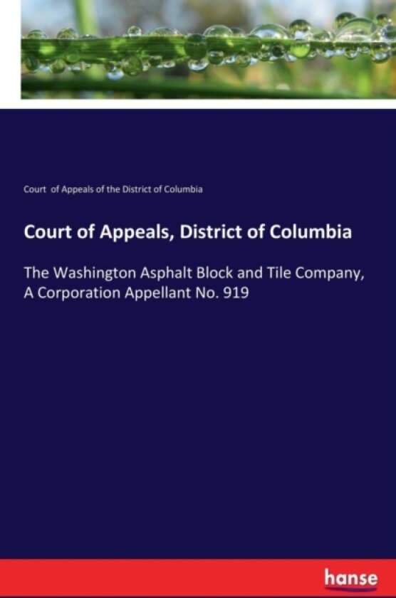 Court of Appeals, District of Columbia av Court of Appeals of the D C (Paperback)