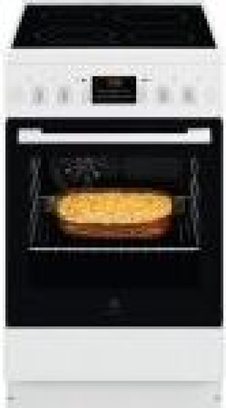 LKR540200W, Frittstående komfyr, Hvit, Knapper, Rotasjon, Front, LED, Keramisk