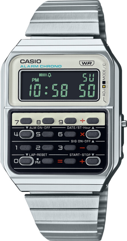 Vintage CA-500WE-7BEF - Digital - Sølv - Unisex - Rustfritt stål - ledd m/pin - Akryl