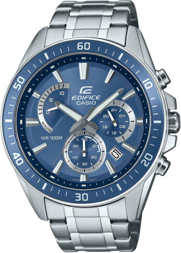 Edifice EFR-552D-2AVUEF - Kvarts - Sølv - Herreklokker - Rustfritt stål - ledd m/pin - Mineral