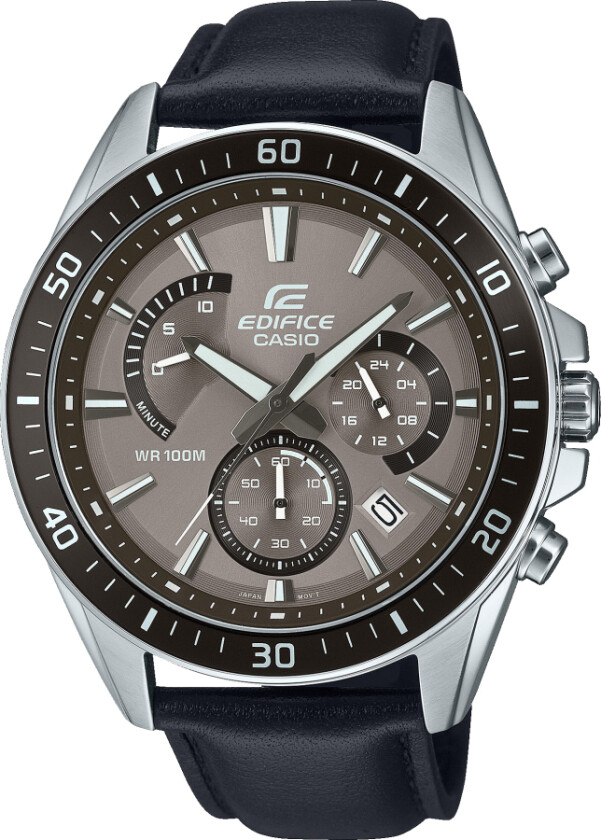 Edifice EFR-552L-5AVUEF - Kvarts - Sølv - Herreklokker - Skinn - Mineral