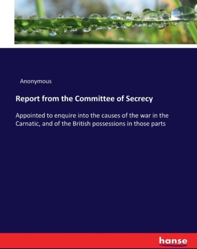Report from the Committee of Secrecy av Anonymous (Paperback)