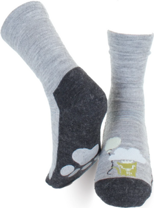 - Ullsokker Antiskli Grå Melert