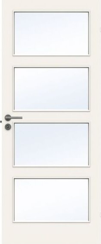 Dør stable gw4 9x20 hvit 4mm klart herdet glass