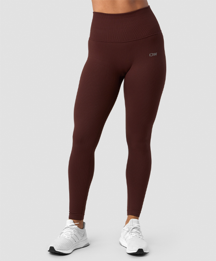 Ribbed Define Seamless Pocket Tights, Warm Brown