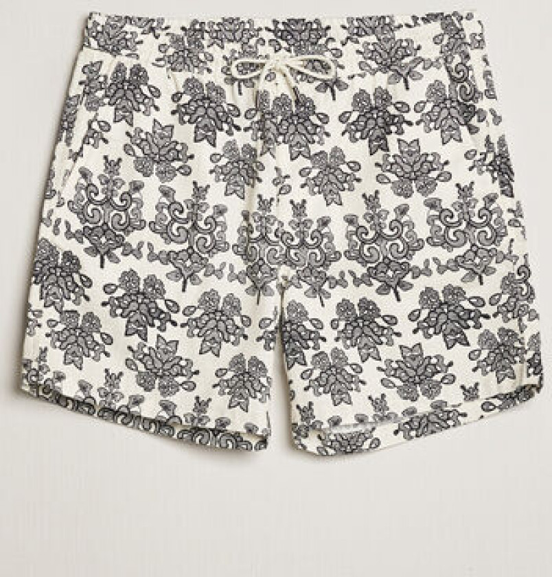 Gregor Printed Drawstring Shorts Off White/Black