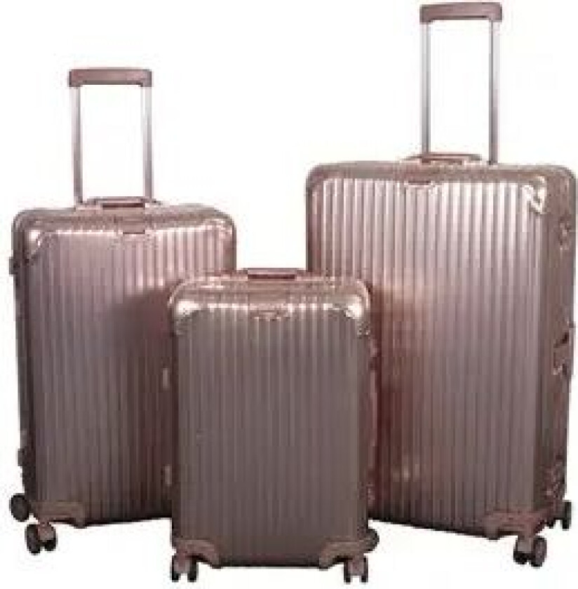 Aluminiumskofferter - 3 stk. Sett - Luksuriøse reisekofferter - Rose gull med TSA-lås
