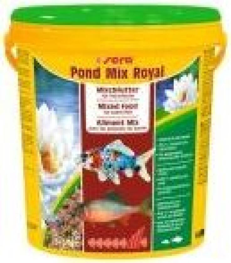 sera Pond Mix Royal, Damfisk, Tørr fiskemat, Mix, Stor, Medium, Liten (fingerbøl), 3,5 kg, 21 l