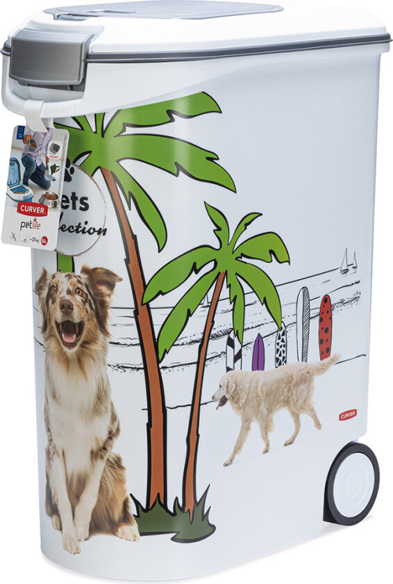 tørrfôrbeholder Hund - Palme-Design: opptil 20 kg tørrfor (54 Liter)
