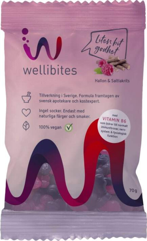 Wellibites Bringebær & Salt Lakris 70g