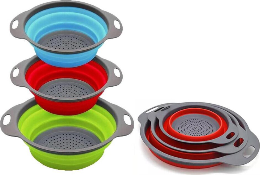 3-Pack - Hopfällbara Durkslag / Silar - 3 storlekar