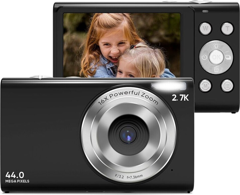 INF Digitalkamera 2,7K / 44MP / 16x zoom, sort