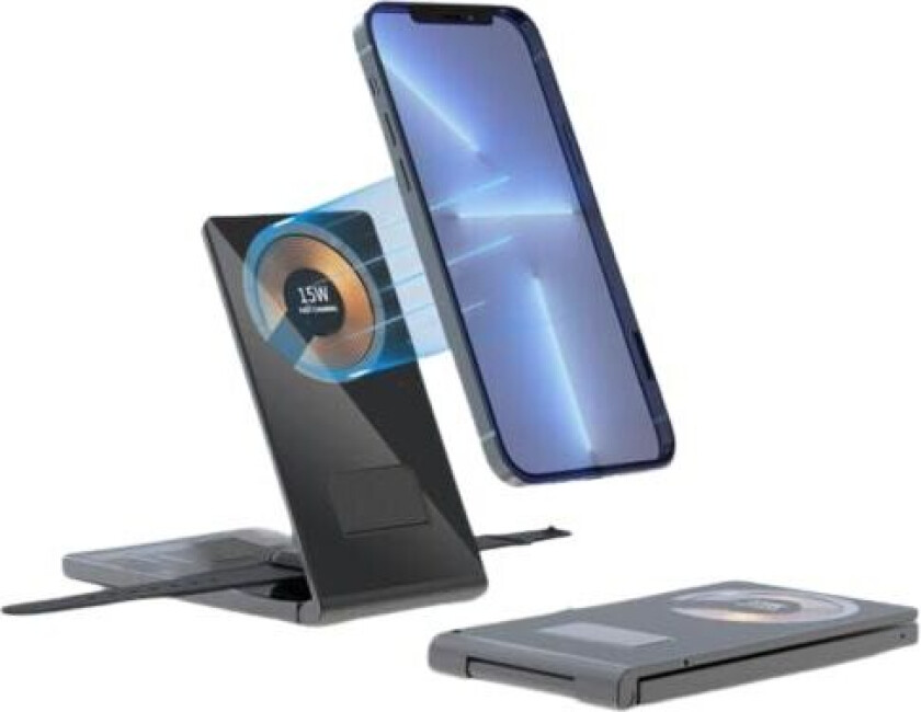 Brettbar og trådløs lader for Smartphone, iWatch, Airpods