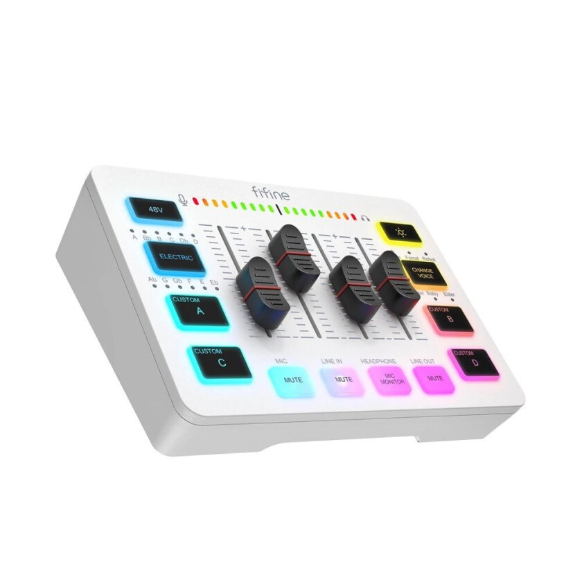 Gaming USB Mixer Med 4-kanaler/XLR mikrofon grensesnitt/RGB, lyd mikser