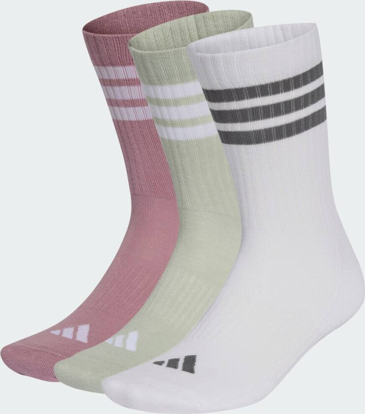 3-Stripes Crew Socks 3pk Magic Mauve/White/Halo Green/Grey Four 40-42