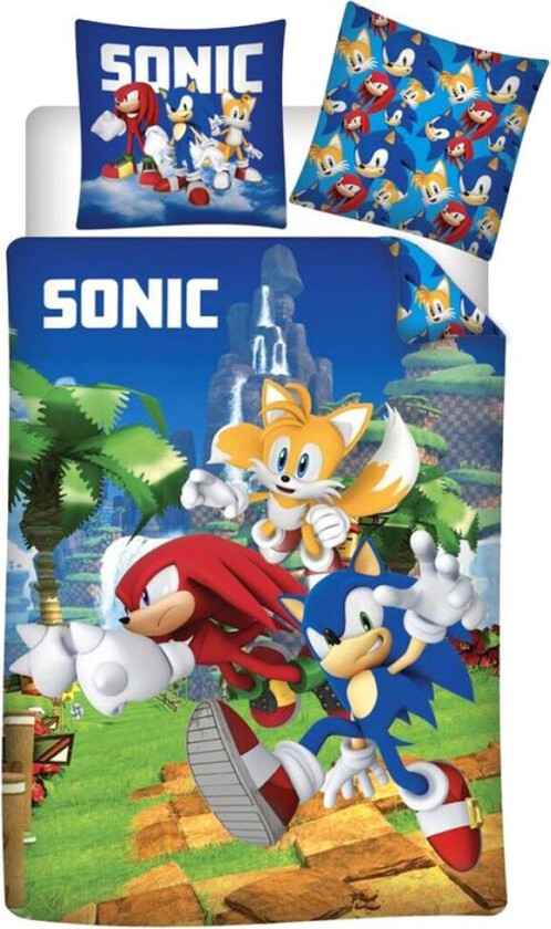 Sonic The Hedgehog Running Sengetøy Sengesett 140x200+63x63cm