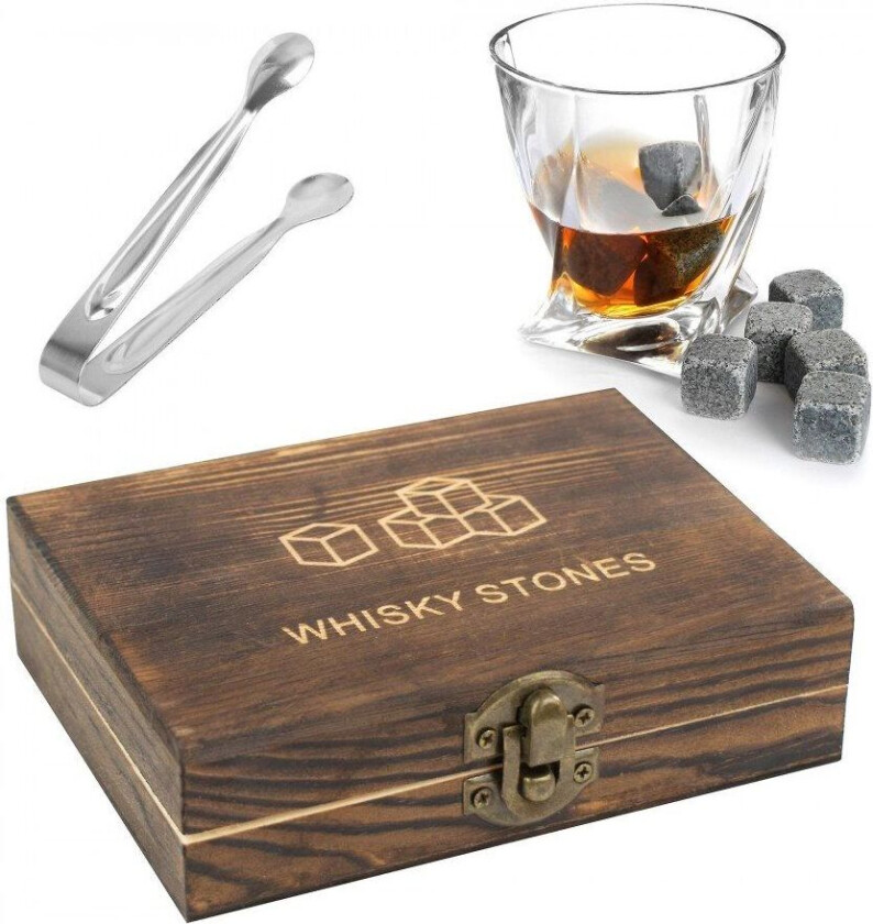Whiskey Stone Ivories for Whiskey Wooden Gift Box