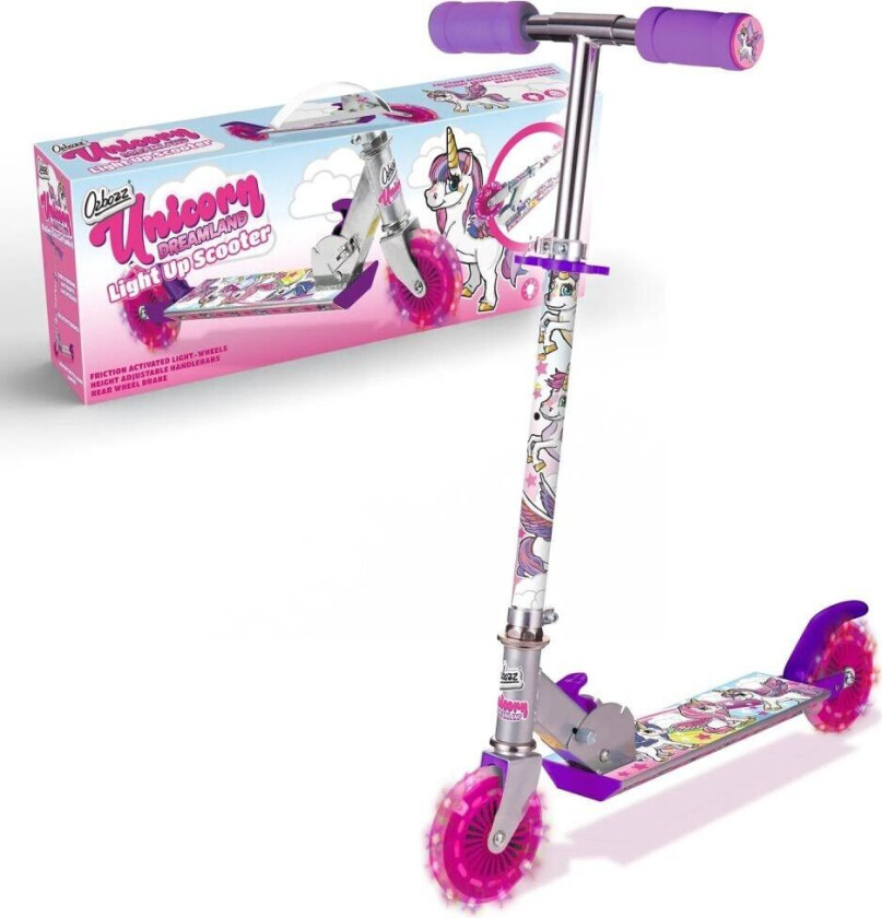 Sparkesykkel med Lysende Hjul / Enhjørning - Scooter for Barn