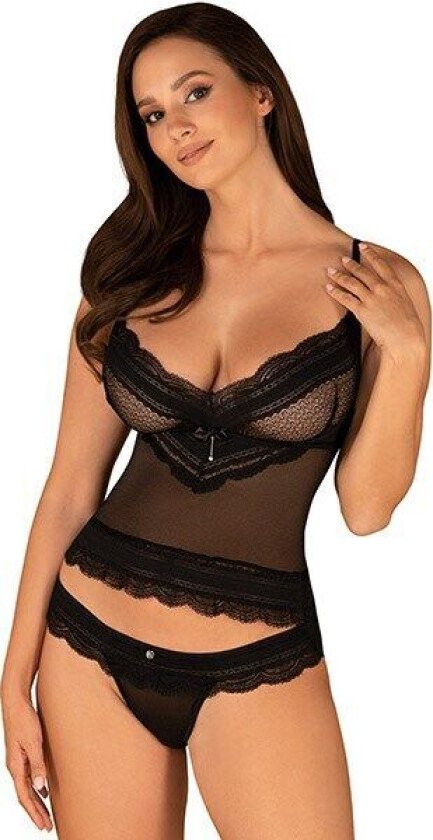 Obsessive Ivannes Top & Thong Black Sexy undertøy