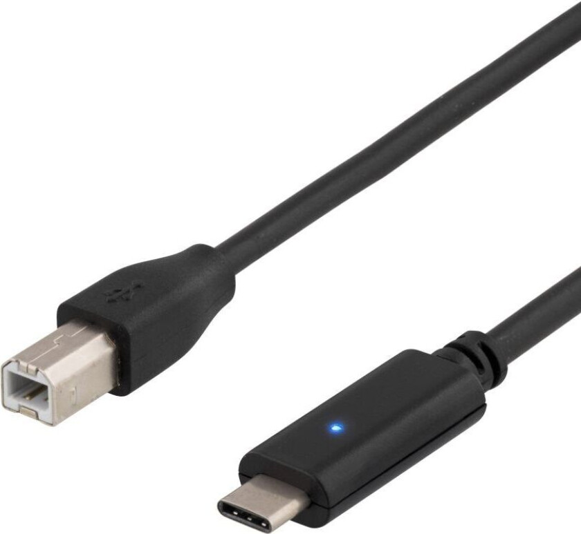 USB 2.0 cable, Type C M, Type B M, 1m, black
