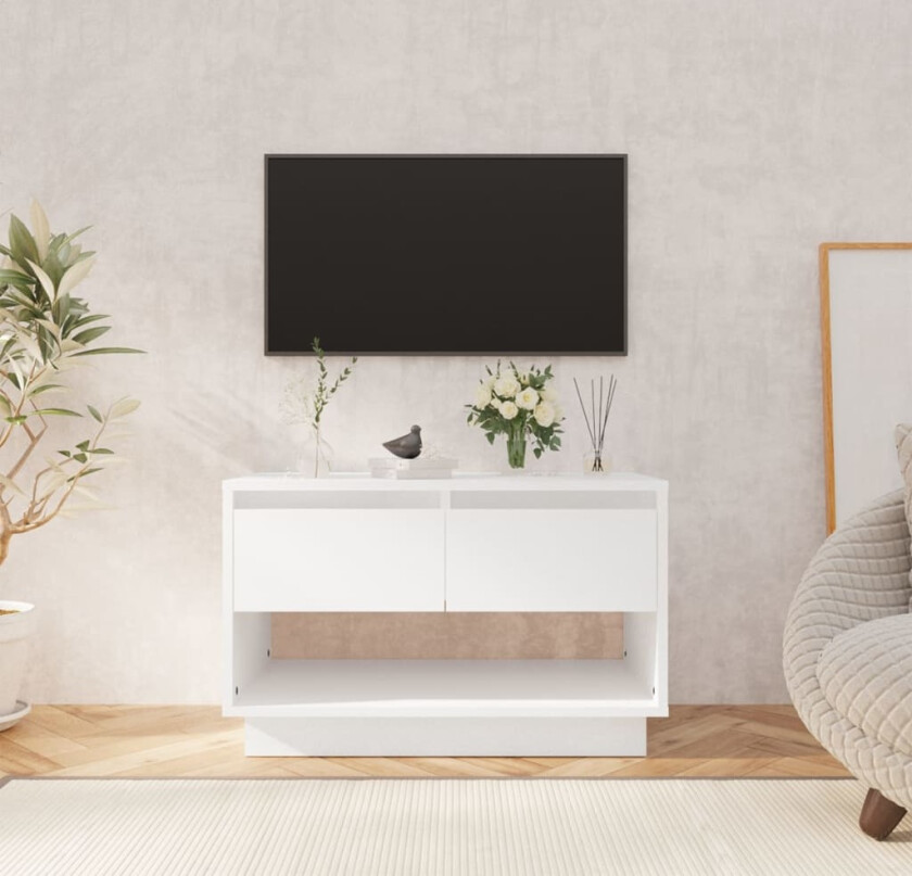 TV-benk hvit 70x41x44 cm sponplate