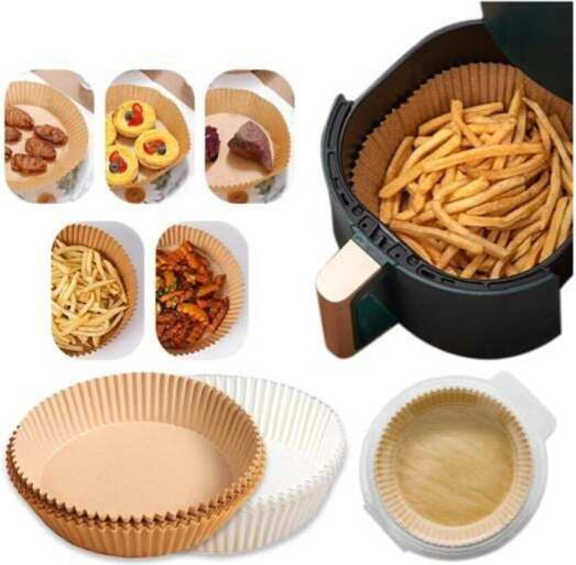 100st Air Fryer engångspapper pergament formar - Liners Airfryer