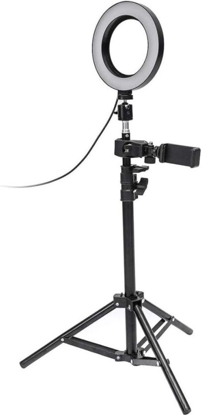 Selfie-lampe / Ring Light (17 cm) og Stativ