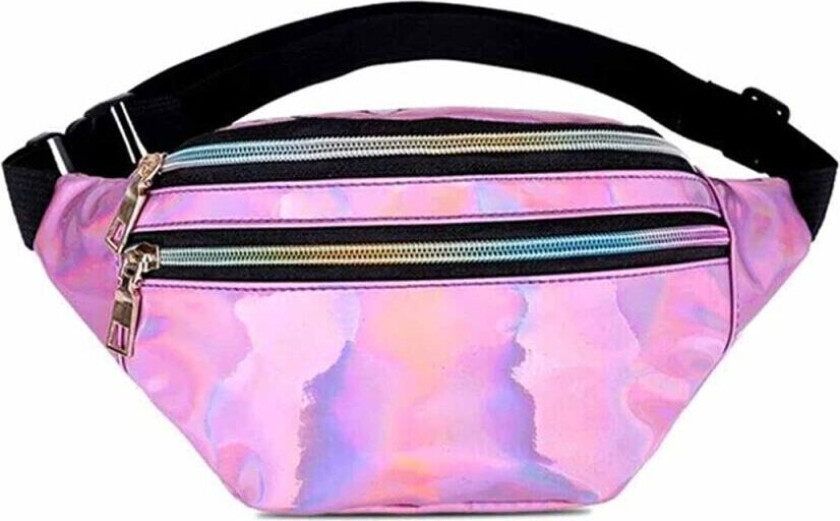 Blank metallisk midjepose magepose tverrkropps bum veske - rosa