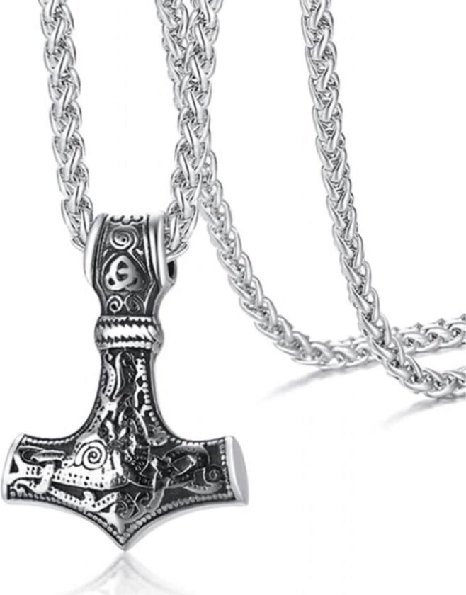 halskjede Tors Hammer Mjolnir Chain Silver