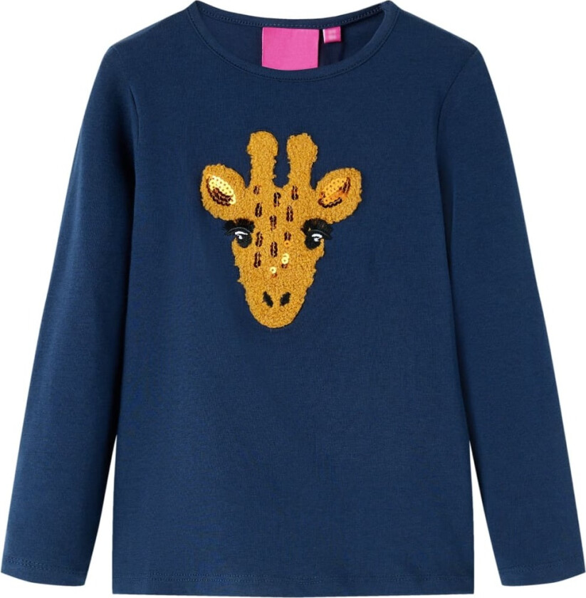 T-skjorte for barn med lange ermer marineblå 140