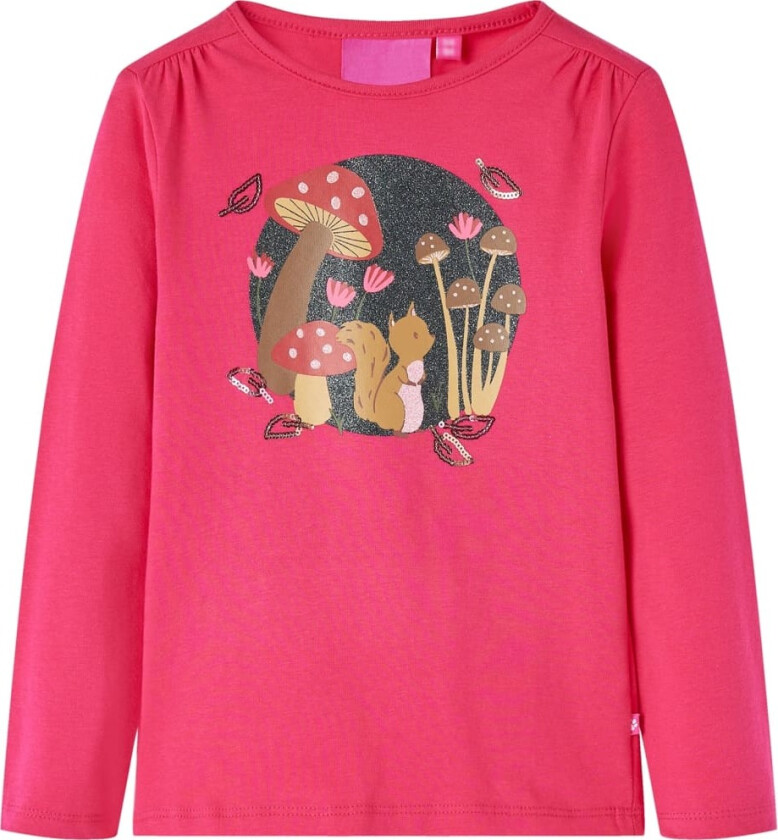 T-skjorte for barn med lange ermer knallrosa 128