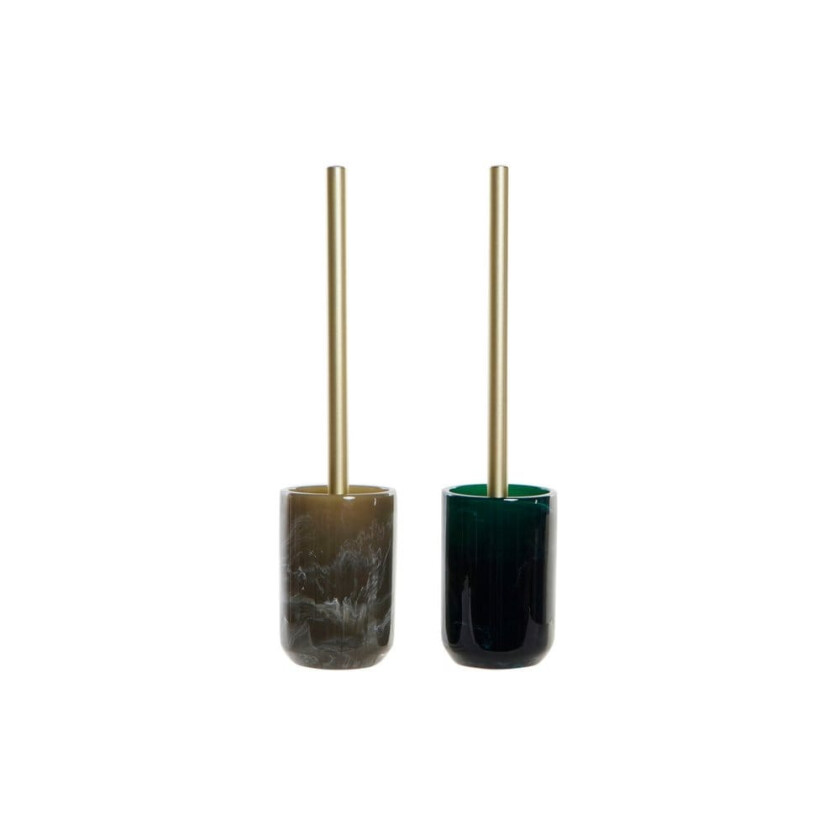Toalettbørste DKD Home Decor Grønn Grå Resin Marmor 9 x 9 x 37 cm (2 kvanta)