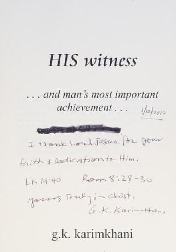 His Witness av G K Karimkhani (Paperback)