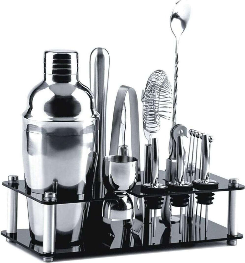 Cocktailset Barset Shaker i rustfritt stål med akrylholder