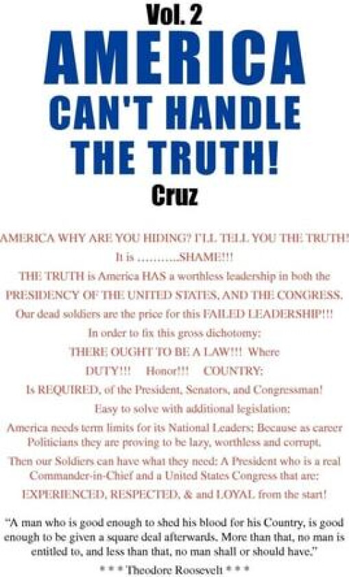 Vol. 2 AMERICA CAN'T HANDLE THE TRUTH! av Cruz (Paperback)