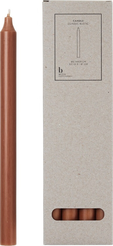 Broste Copenhagen Kronelys Ø2,1xH29cm Mocca 8stk i Gaveeske