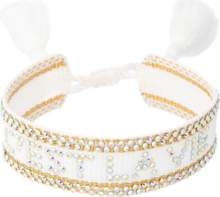 DARK Woven Friendship Bracelet With Crystals C'est La Vie White W