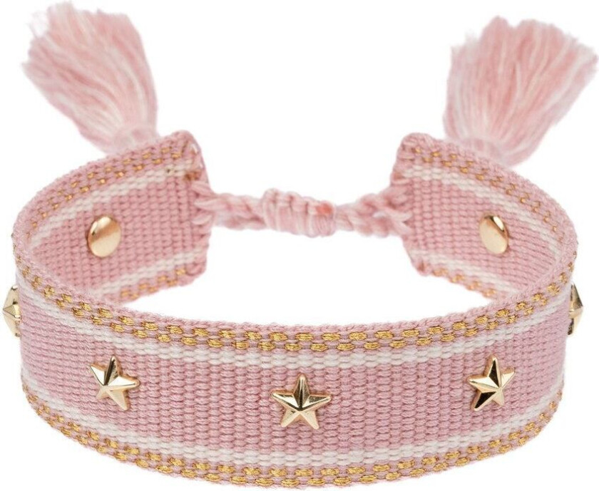 DARK Woven Friendship Bracelet With Star Studs Light Rose With Go