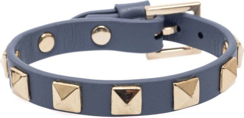 DARK Leather Stud Bracelet Steel Blue