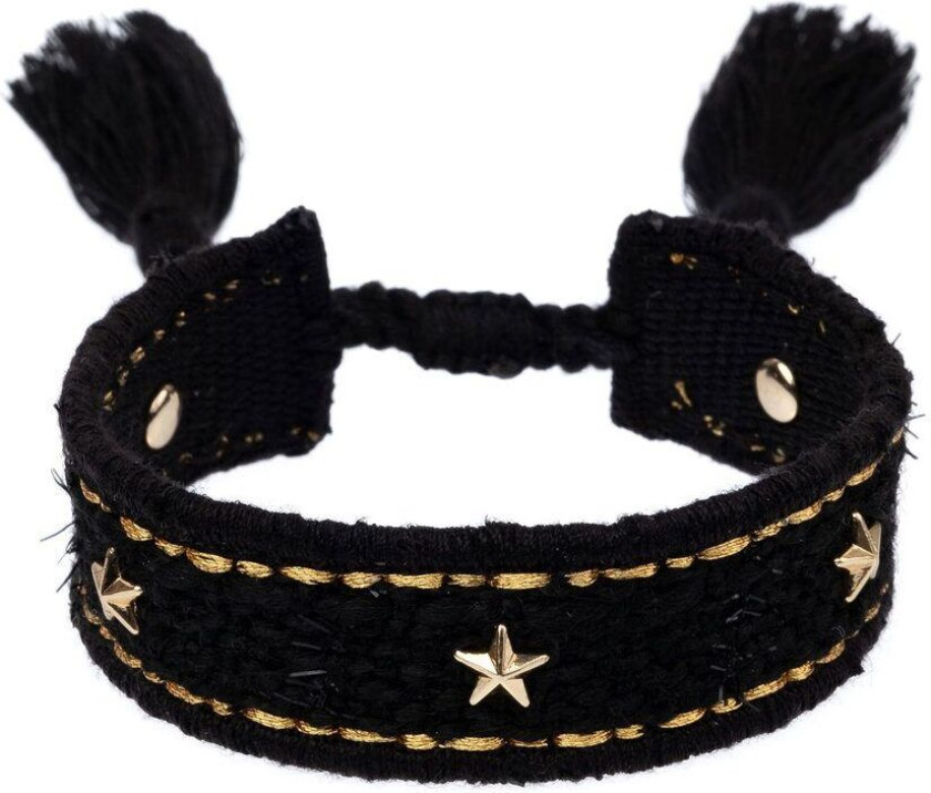 DARK Tweed Friendship Bracelet With Star Studs Black