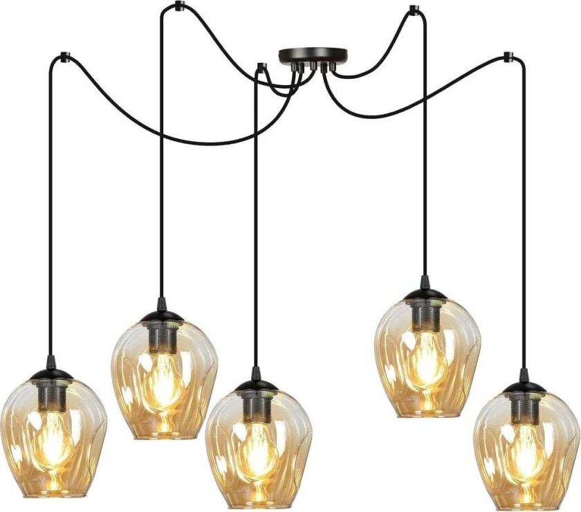 Emibig Level takpendel 5 lys - Svart/Amberfarget