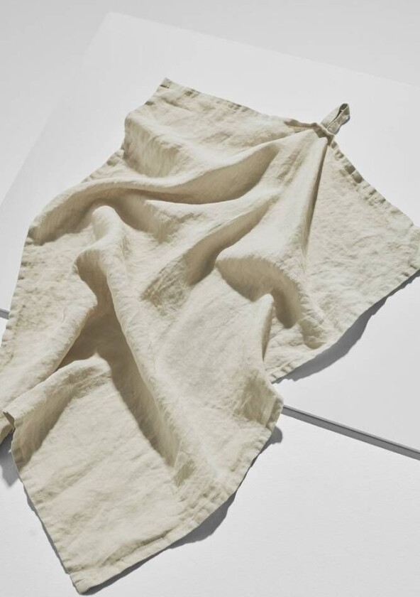 Frank kjøkkenhåndkle i fransk lin Greige