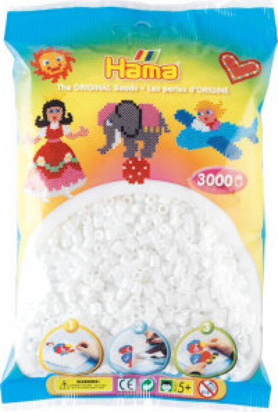 Midi Perler 201-01 Hvit - 3000 stk