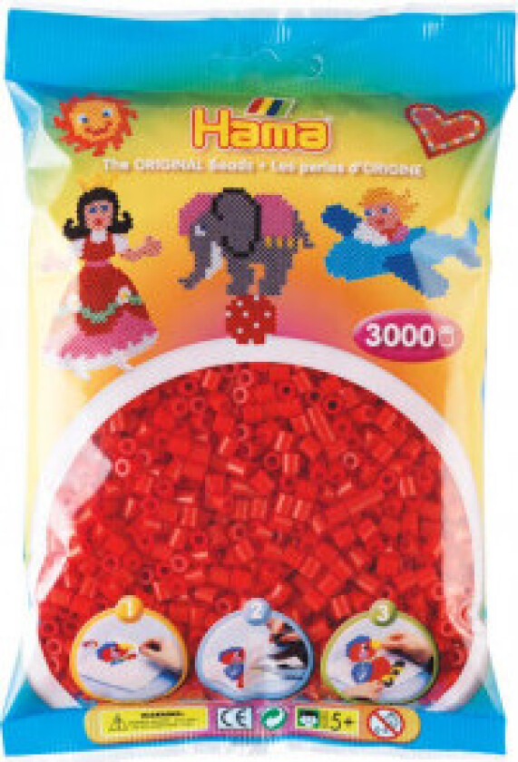 Midi-perler 201-05 rød - 3000 stk.