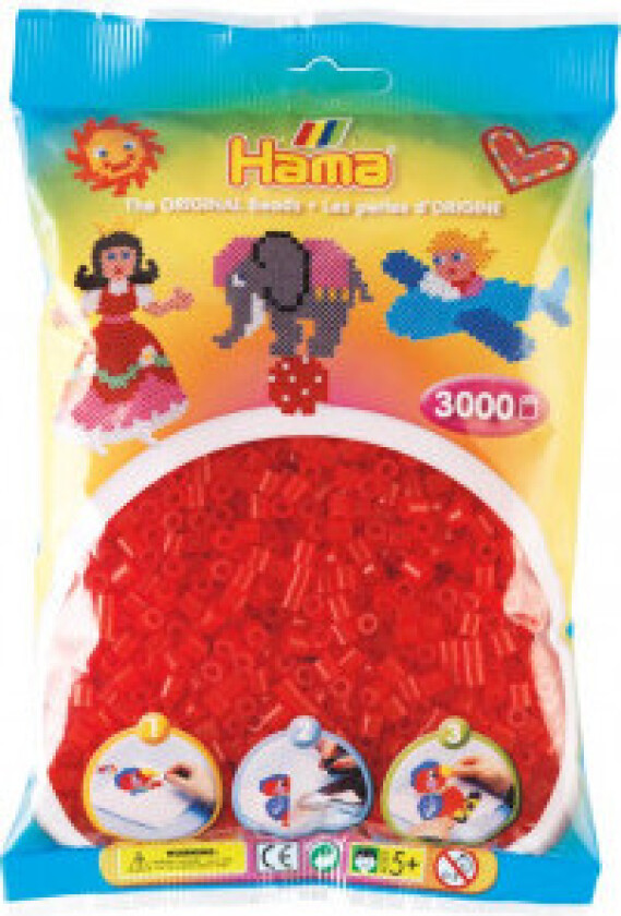 Midi-perler 201-13 Transparent rød - 3000 stk.