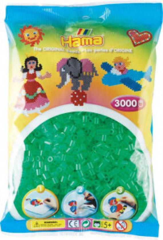 Midi Perler 201-16 Transparent Grønn - 3000 stk