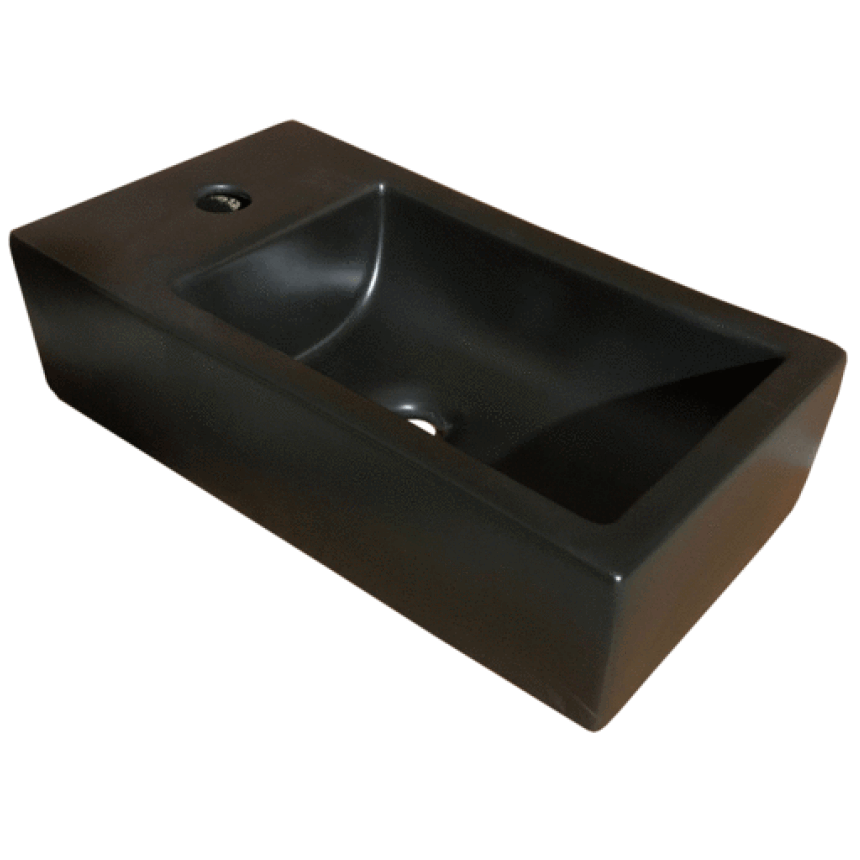 Fino baderomsvask i porselen 460x250x120 mm vegg/bord matt sort