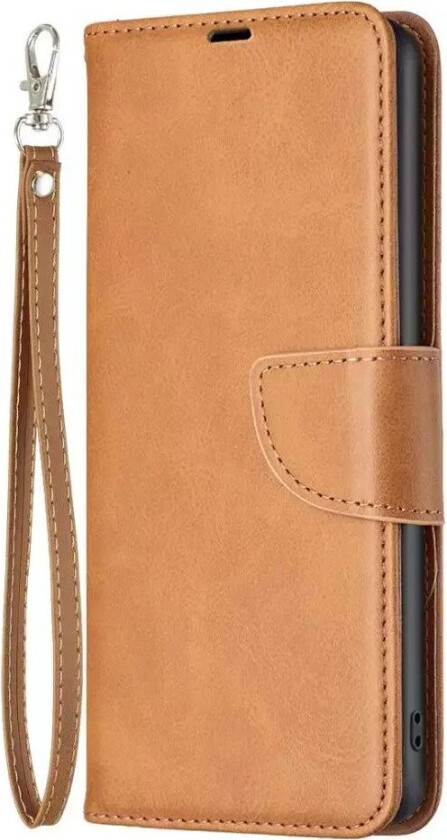 Samsung Galaxy S23 FE Skinn Flip Deksel Med Lommebok - Lysebrun